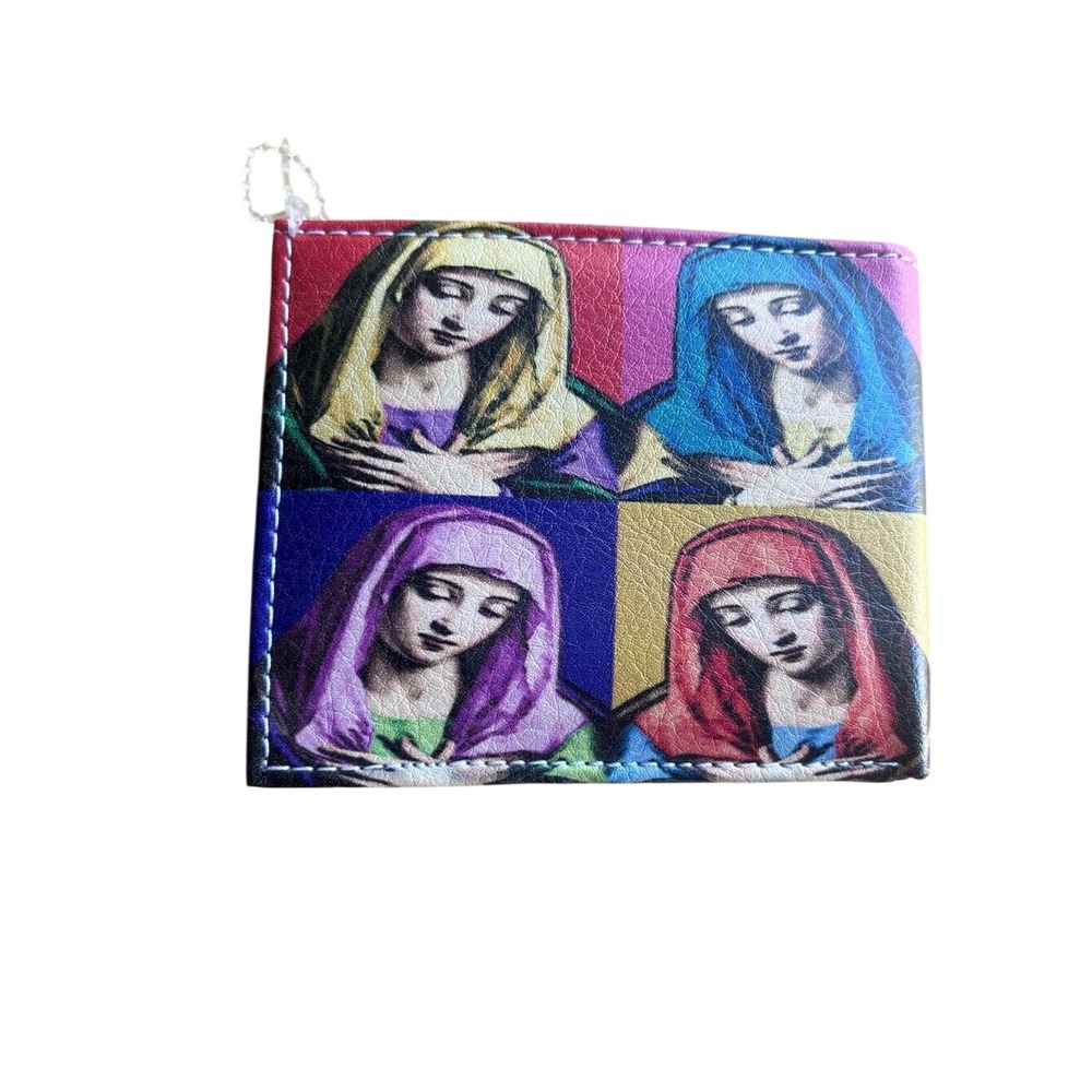 Pop Art Virgin Mary Madonna Addolorata Handcrafted Bifold Wallet